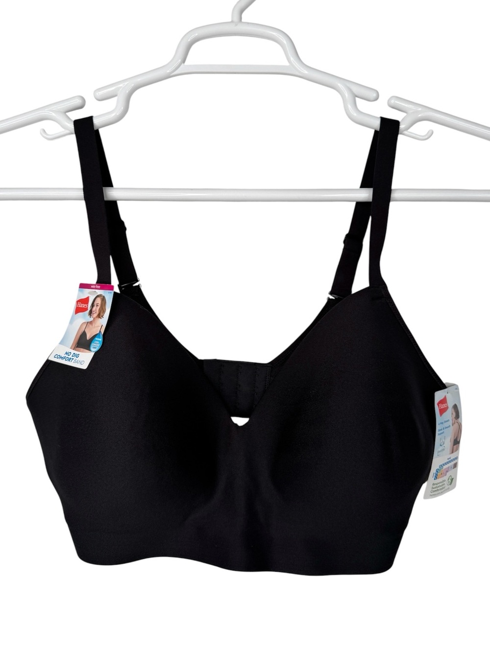 Hanes Black Wireless Seamless Full-Coverage Bra